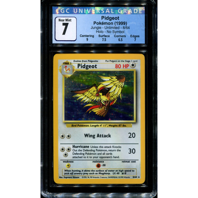 Pidgeot - 8/64 - CGC 7 Near Mint - No Symbol Jungle Holo - 65009
