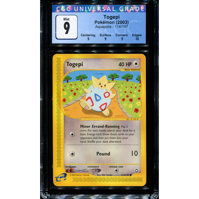 Togepi - 114/147 - CGC 9 Mint - Aquapolis - Pokemon - 37349