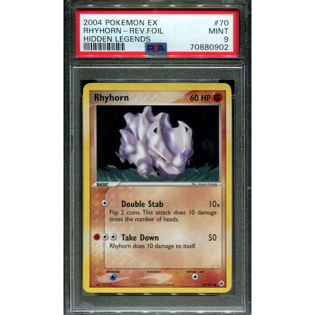 Rhyhorn - 70/101 - PSA 9 - Reverse Holo - Hidden Legends - Pokemon - 80902