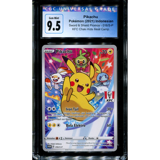 Pikachu - 016/S-P - CGC 9.5 - Sword & Shield Promos - Indonesian - KFC - Pokemon - 94087