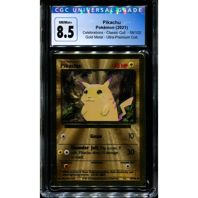 Pikachu - 58/102 - CGC 8.5 - Metal Card - Celebrations - Pokemon - 59070
