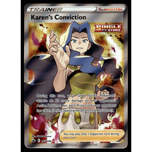 Karen's Conviction - 193/198 - PSA NM - Full Art - Chilling Reign - Pokemon - A5-19