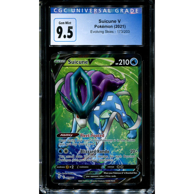 Suicune V - 173/203 - CGC 9.5 - Evolving Skies - Full Art - Pokemon - 91176
