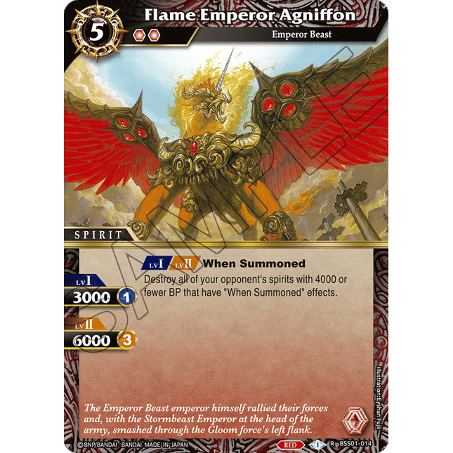 Flame Emperor Agniffon - BSS01-014 - Rare - Near Mint - Dawn of History - Battle Spirits Saga