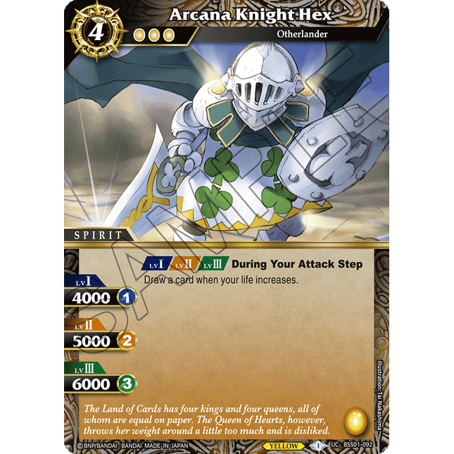 Arcana Knight Hex - BSS01-092 - Foil Uncommon - Near Mint - Dawn of History - Battle Spirits Saga