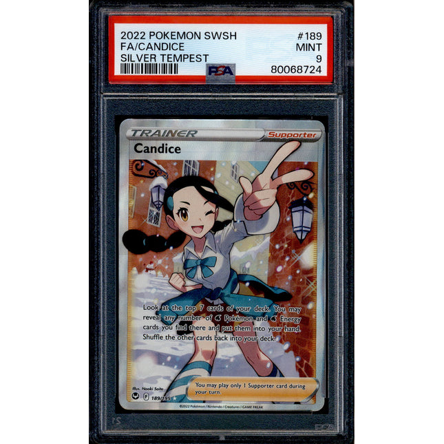 Candice - 189/195 - PSA 9 - Full Art - Silver Tempest - Pokemon - 68724
