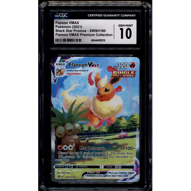 Flareon Vmax - SWSH180 - CGC 10 - Alt Art - Promo - Pokemon - 92315