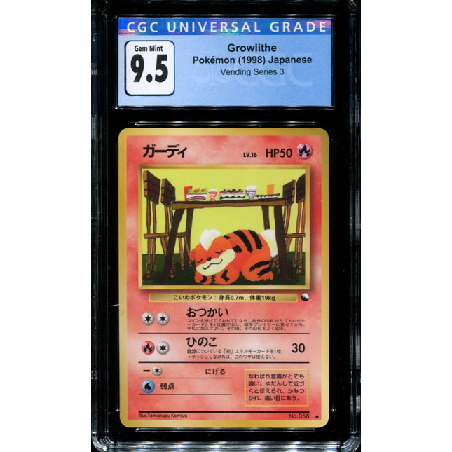 Growlithe - No. 058 - CGC 9.5 - Vending Series 3 - Japanese - Pokemon - 57347