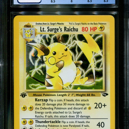 Lt. Surge's Raichu - 11/122 - CGC 8.5 - 1st Edition - Gym Challenge - Pokemon - 48039