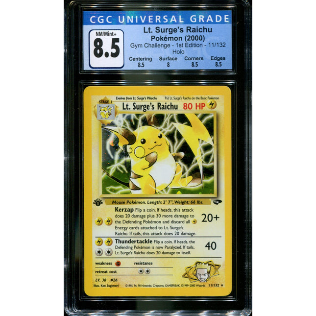 Lt. Surge's Raichu - 11/122 - CGC 8.5 - 1st Edition - Gym Challenge - Pokemon - 48039