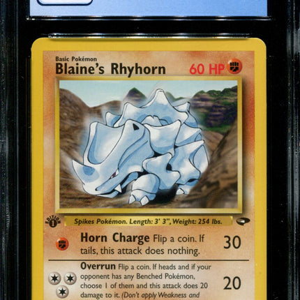 Blaine's Rhyhorn - 65/132 - CGC 9 - 1st Edition - Gym Challenge - Pokemon - 98337