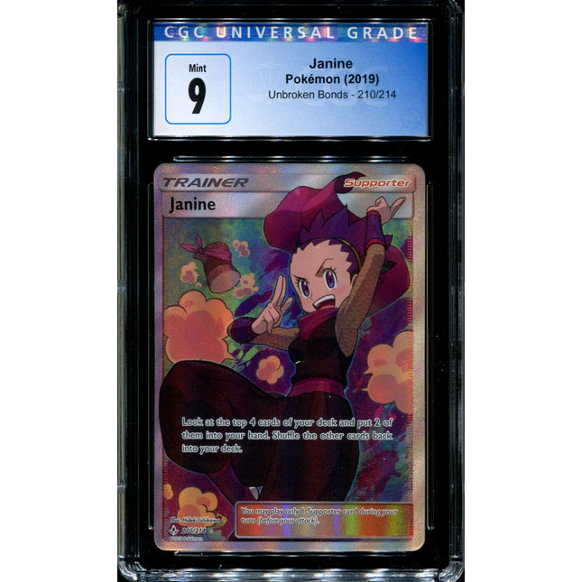 Janine - 210/214 - CGC 9 - Unbroken Bonds - Full Art - Pokemon - 91234
