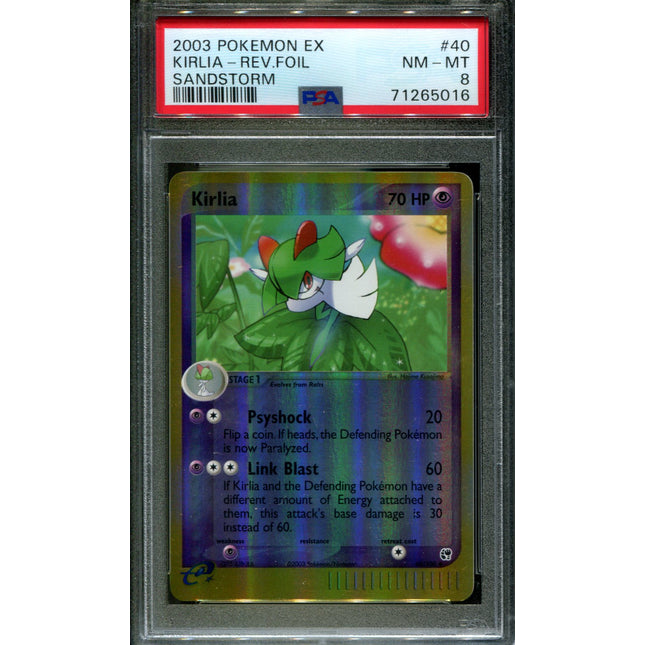 Kirlia - 40/100 - PSA 8 - Reverse Holo - Sandstorm - Pokemon - 65016