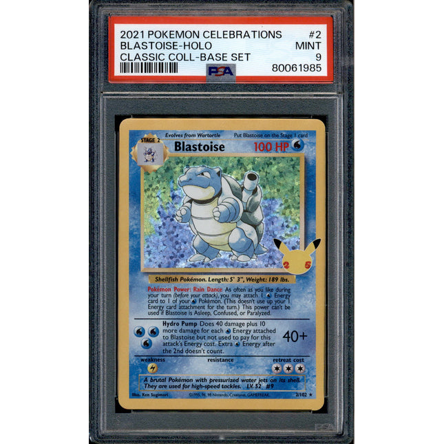 Blastoise - 2/102 - PSA 9 - Holo - Celebrations - Pokemon - 61985