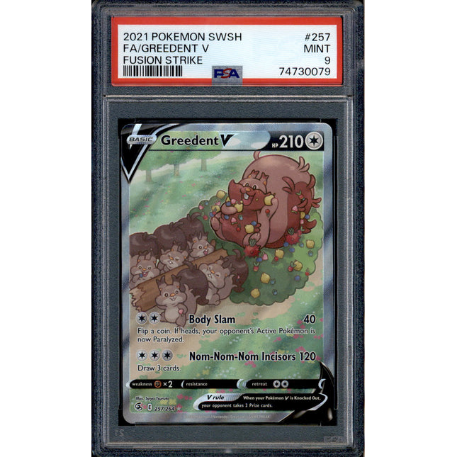 Greedent V - 257/264 - PSA 9 - Alt Art - Fusion Strike - Pokemon - 30079