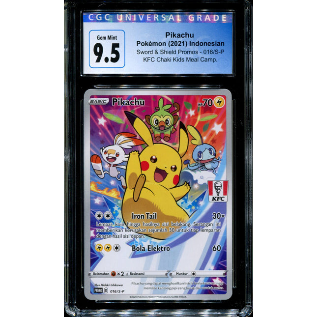 Pikachu - 016/S-P - CGC 9.5 - Sword & Shield Promos - Indonesian - KFC - Pokemon - 94080