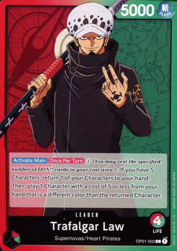 Trafalgar Law - OP01-02 - Leader - English - One Piece TCG OP-01 Squeaks Game World Trafalgar Law - OP01-02 - Leader - English - One Piece TCG OP-01 Squeaks Game World
