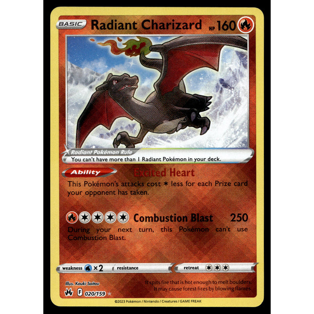 Radiant Charizard - 020/159 - NM - Ultra Rare - Crown Zenith - Pokemon - A7-65