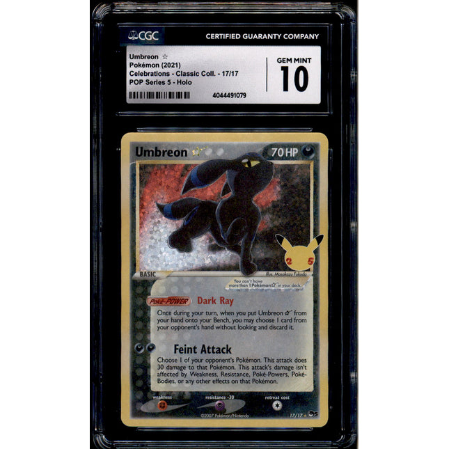 Umbreon Star - 17/17 - CGC 10 - Ultra Rare - Celebrations - Pokemon - 91079