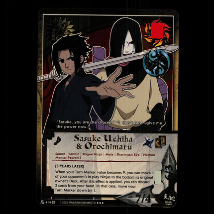 Sasuke Uchiha & Orochimaru - 414 - NM - 1st Edition - Foil - Naruto CCG - D4-88