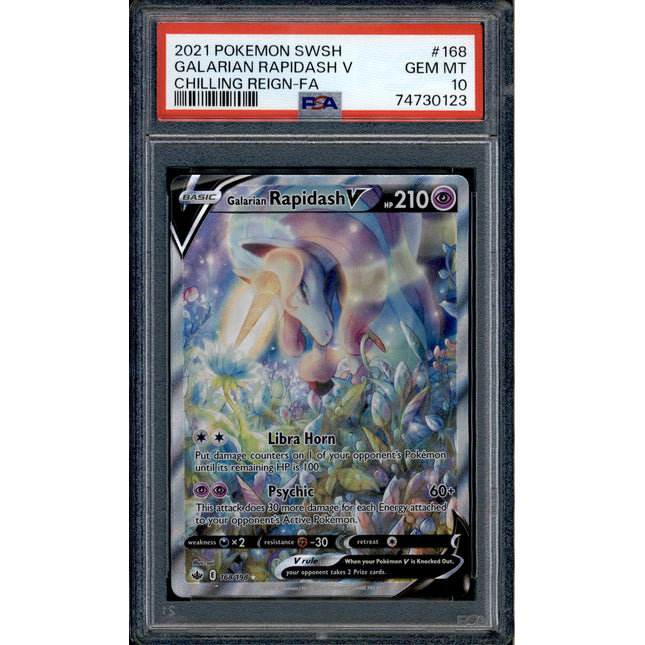 Galarian Rapidash V - 168/198 - PSA 10 - Alt Art - Chilling Reign - Pokemon - 30123