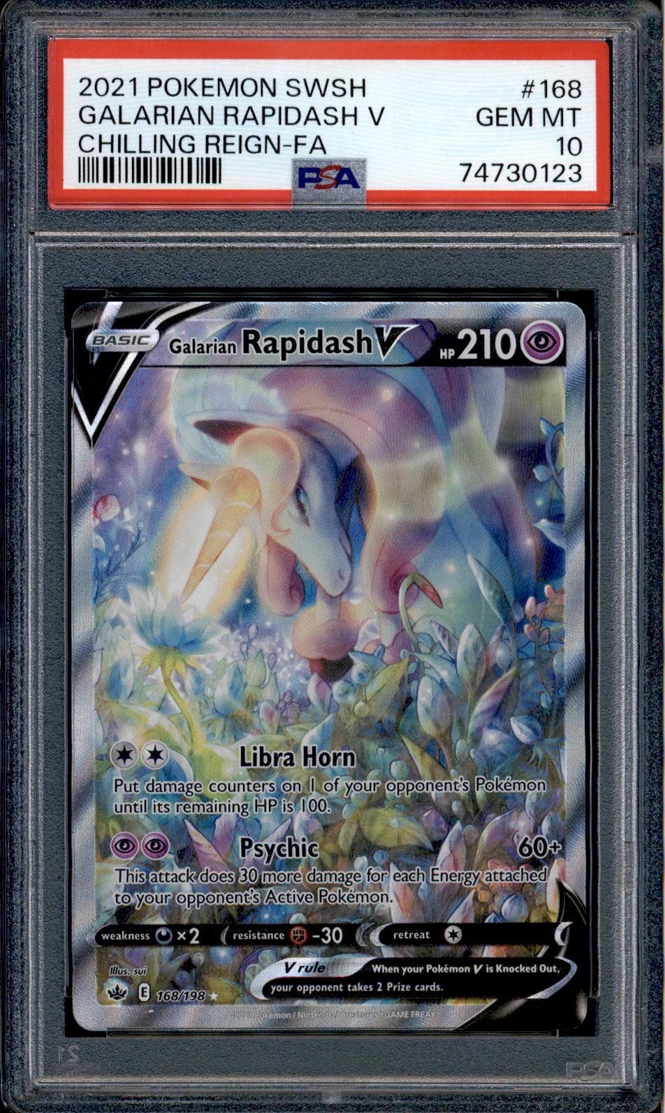 pokémon trading card game galarian rapidash v box Galarian Rapidash V - 168/198 - PSA 10 - Alt Art - Chilling Reign