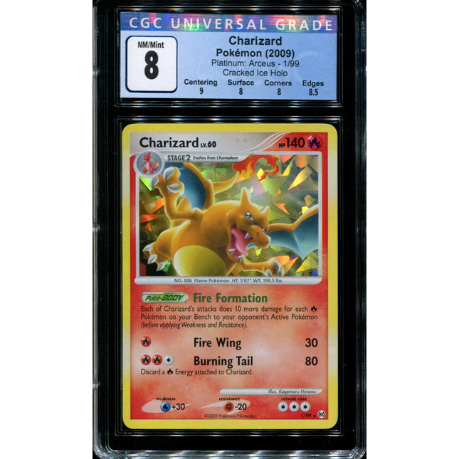 Charizard - 1/99 - CGC 8 - Cracked Ice Holo - Platinum Arceus - 36777