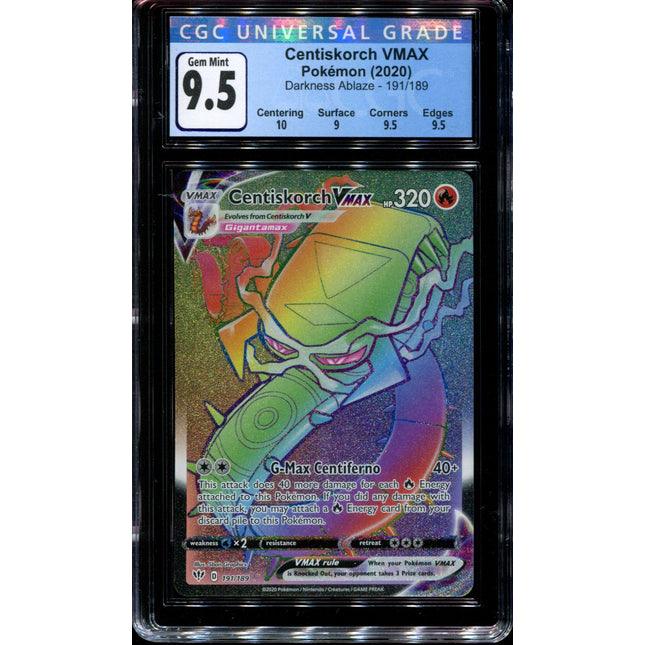 Centiskorch Vmax - 191/189 - CGC 9.5 Gem Mint - Darkness Ablaze - 68065