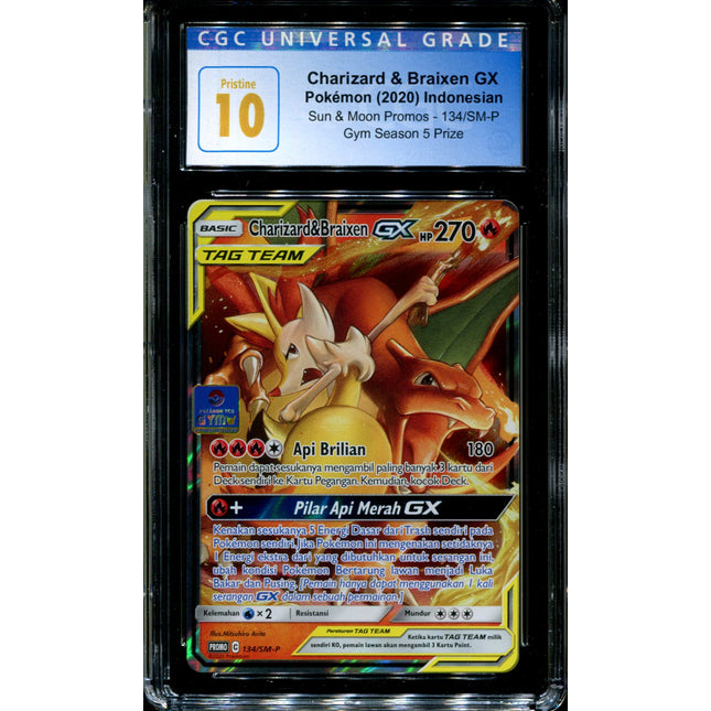 Charizard & Braixen GX - 134/SM-P - CGC 10 - Sun & Moon Promos - Indonesian - Gym 5 - Pokemon - 94158