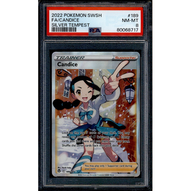 Candice - 189/195 - PSA 8 - Full Art - Silver Tempest - Pokemon - 68717