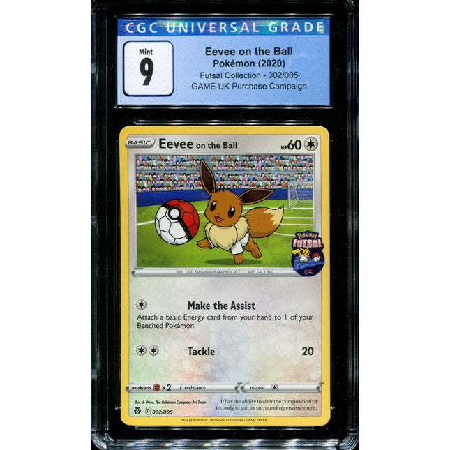 Eevee on the Ball - 002/005 - CGC 9 - Futsal Collection - UK Game Promo - Pokemon -  15044