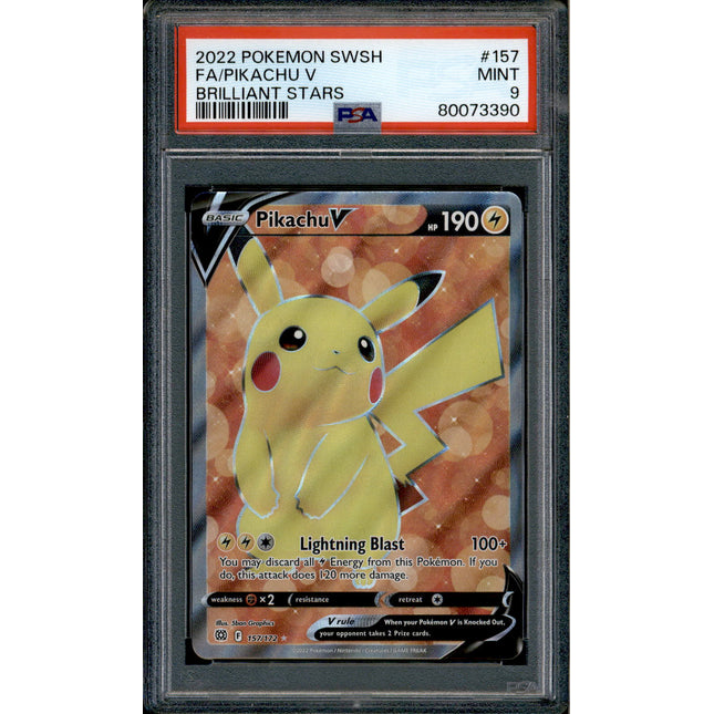 Pikachu V - 157/172 - PSA 9 - Full Art - Brilliant Stars - Pokemon - 73390