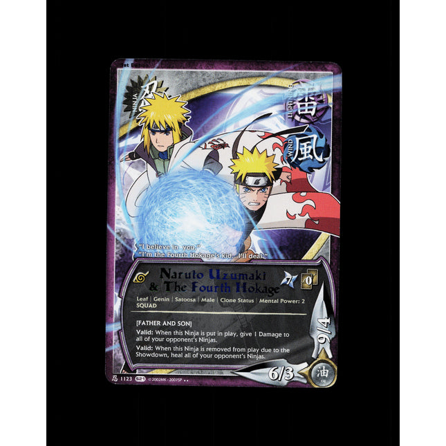 Naruto Uzumaki & The Fourth Hokage - 1123 - NM - 1st Edition Rare - S21 - Naruto CCG - D4-18