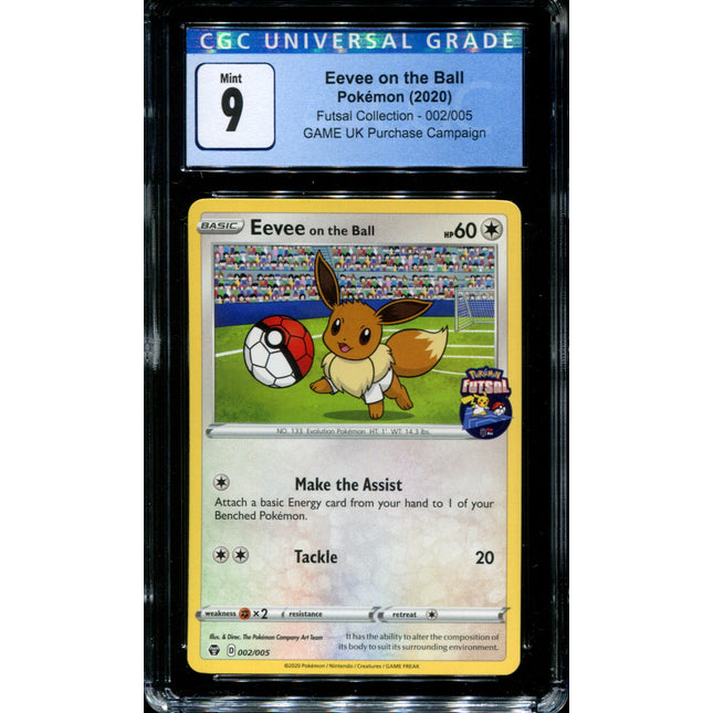 Eevee on the Ball - 002/005 - CGC 9 - Futsal Collection - UK Game Promo - Pokemon -  15025