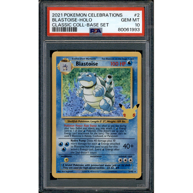 Blastoise - 2/102 - PSA 10 - Holo - Celebrations - Pokemon - 61993