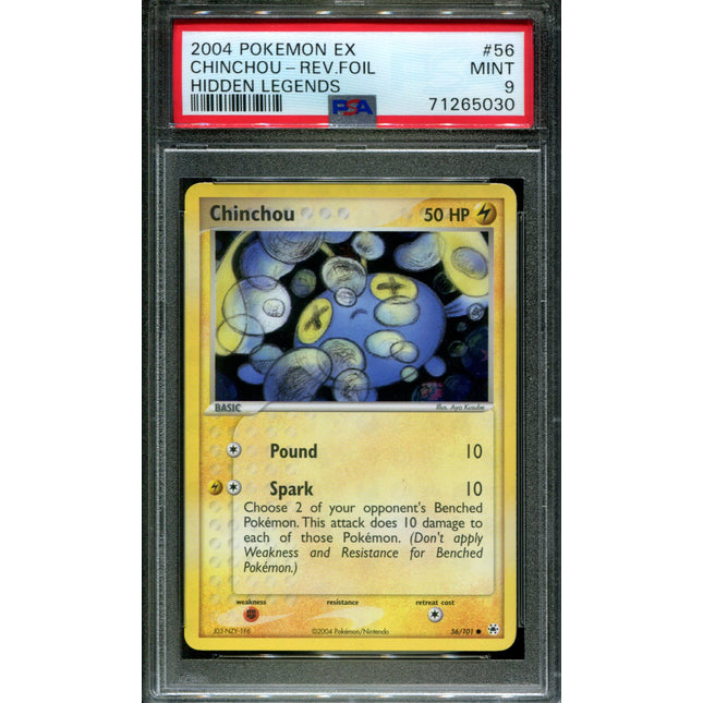 Chinchou - 56/101 - PSA 9 - Reverse Holo - Hidden Legends - Pokemon - 65030
