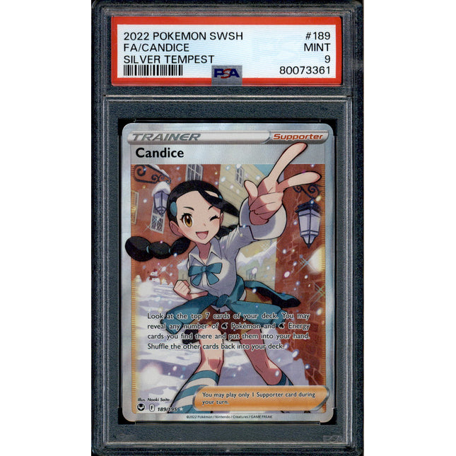 Candice - 189/195 - PSA 9 - Full Art - Silver Tempest - Pokemon - 73361