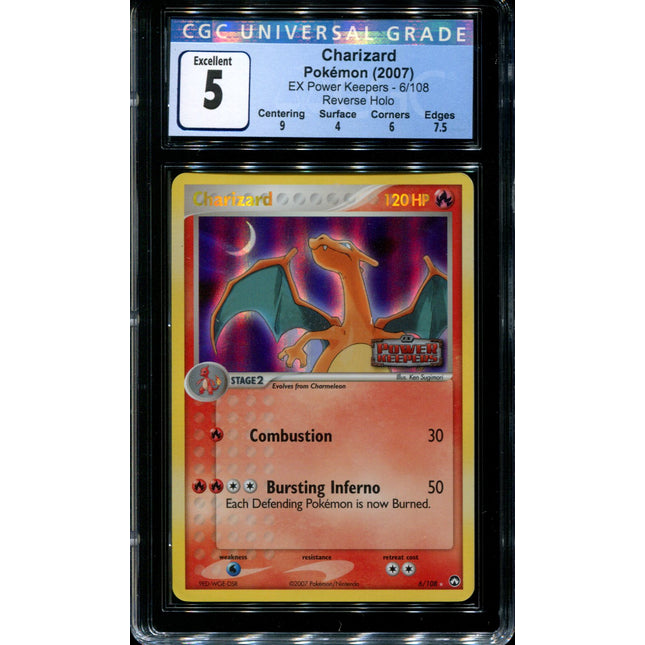 Charizard - 6/108 - CGC 5 - Reverse Holo - Power Keepers - 36762