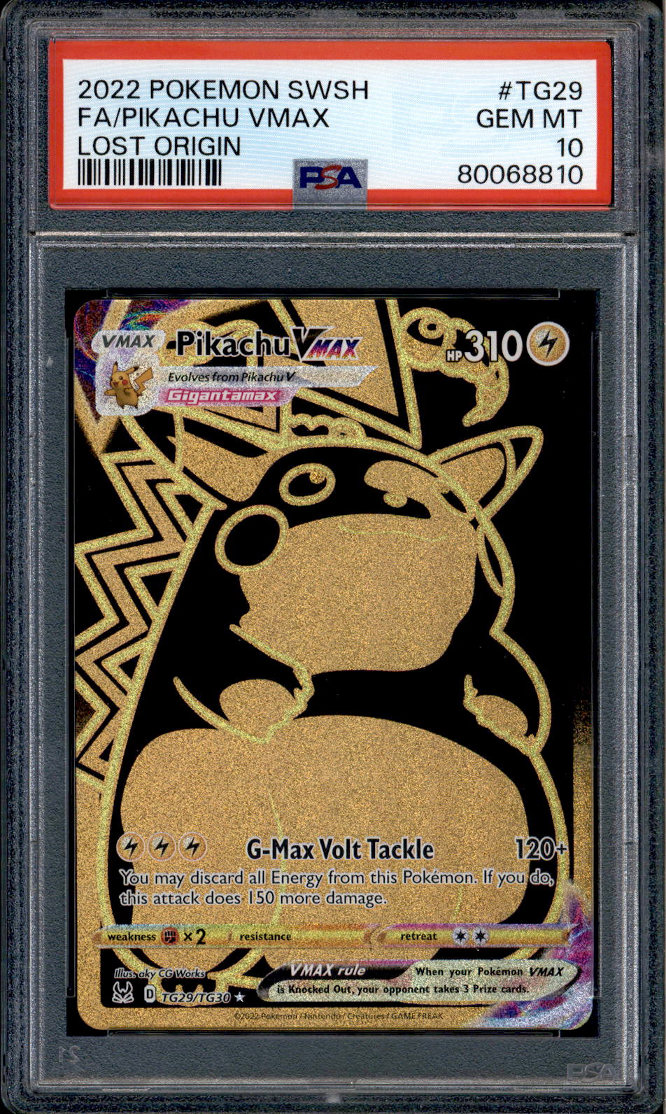 Pikachu Vmax - TG29/TG30 - PSA 10 - Secret Rare - Lost Origin
