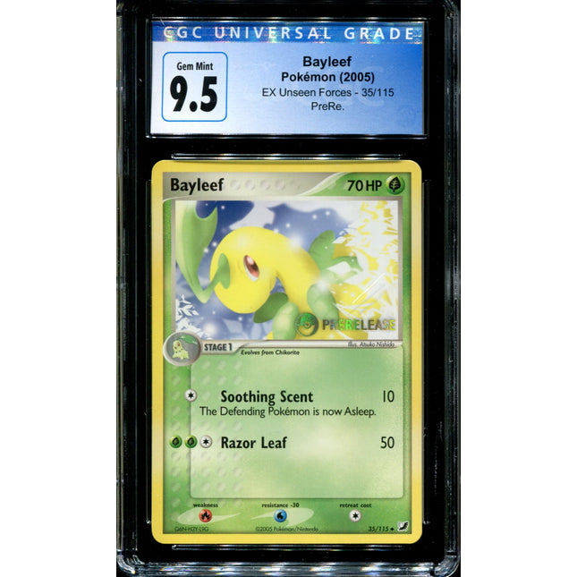 Bayleef - 35/115 - CGC 9.5 - EX Unseen Forces - Prerelease - Pokemon - 94015