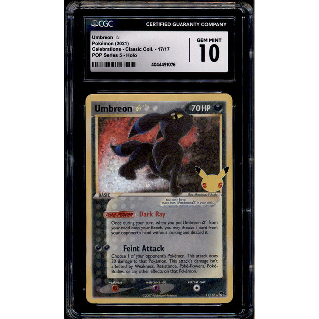 Umbreon Star - 17/17 - CGC 10 - Ultra Rare - Celebrations - Pokemon - 91076
