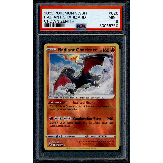 Radiant Charizard - 020/159 - PSA 9 - Holo - Crown Zenith - Pokemon - 68760