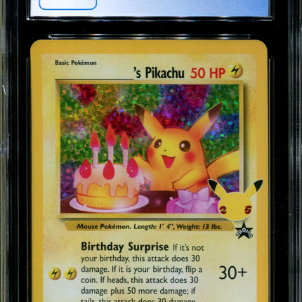 Birthday Pikachu - 24 - CGC 10 - Celebrations - Black Star Promo - Pokemon - 91042
