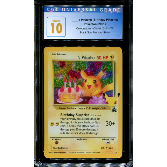 Birthday Pikachu - 24 - CGC 10 - Celebrations - Black Star Promo - Pokemon - 91042