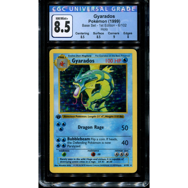 Gyarados - 6/102 - CGC 8.5 NM/Mint + - Pokemon - 1st Edition Shadowless Base Set - 26014