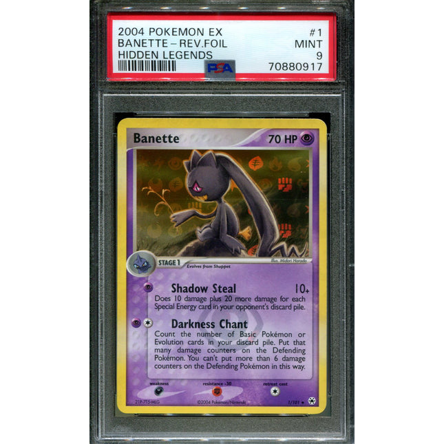 Banette - 1/101 - PSA 9 - Reverse Holo - Hidden Legends - Pokemon - 80917