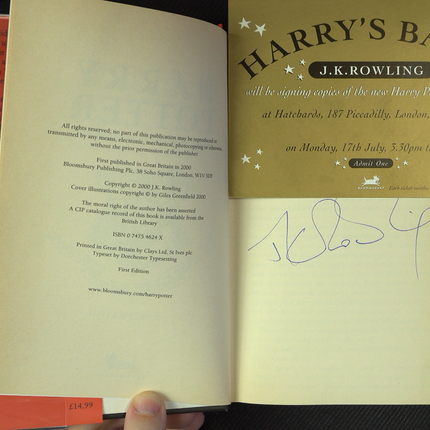 Harry Potter and the Goblet of Fire - 1st Print - 1st Impression - UK Edition - Autographed by J.K. Rowling - Fine/Like New