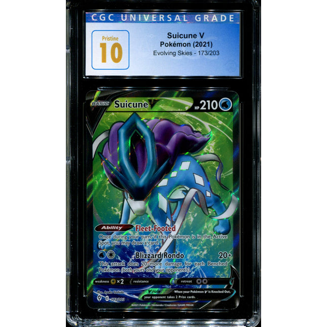 Suicune V - 173/203 - CGC 10 - Evolving Skies - Full Art - Pokemon - 91172