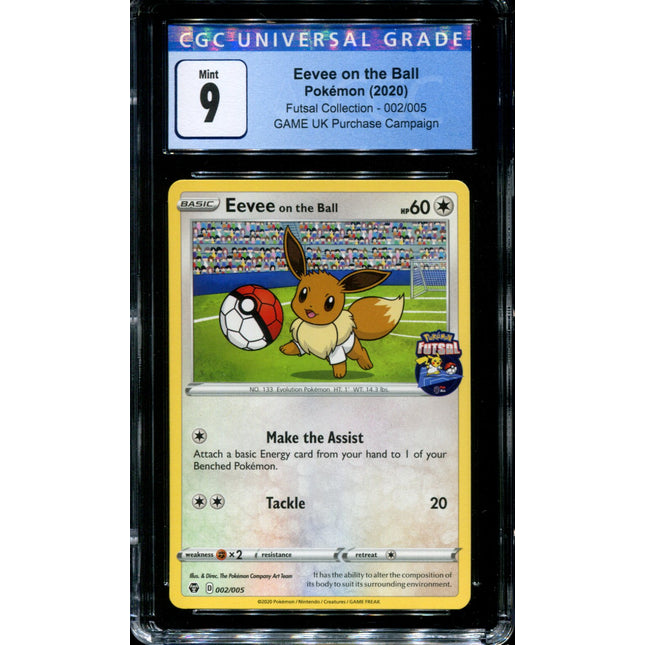 Eevee on the Ball - 002/005 - CGC 9 - Futsal Collection - UK Game Promo - Pokemon -  15056