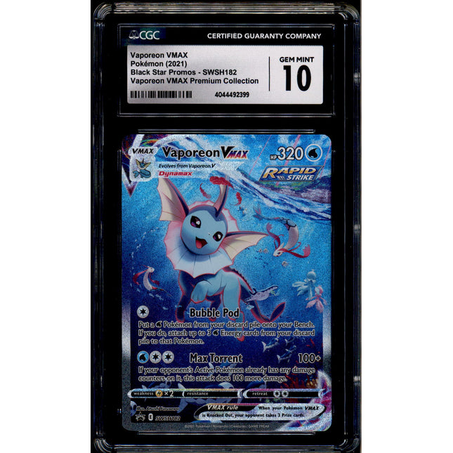 Vaporeon Vmax - SWSH182 - CGC 10 - Alt Art - Promo - Pokemon - 92399